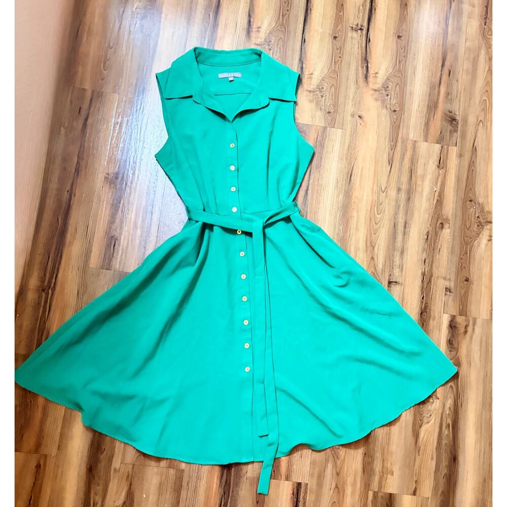 Emerald Green Midi Shirt Dress | Old Money Preppy Country Club Quiet Luxury - Picture 8 of 9